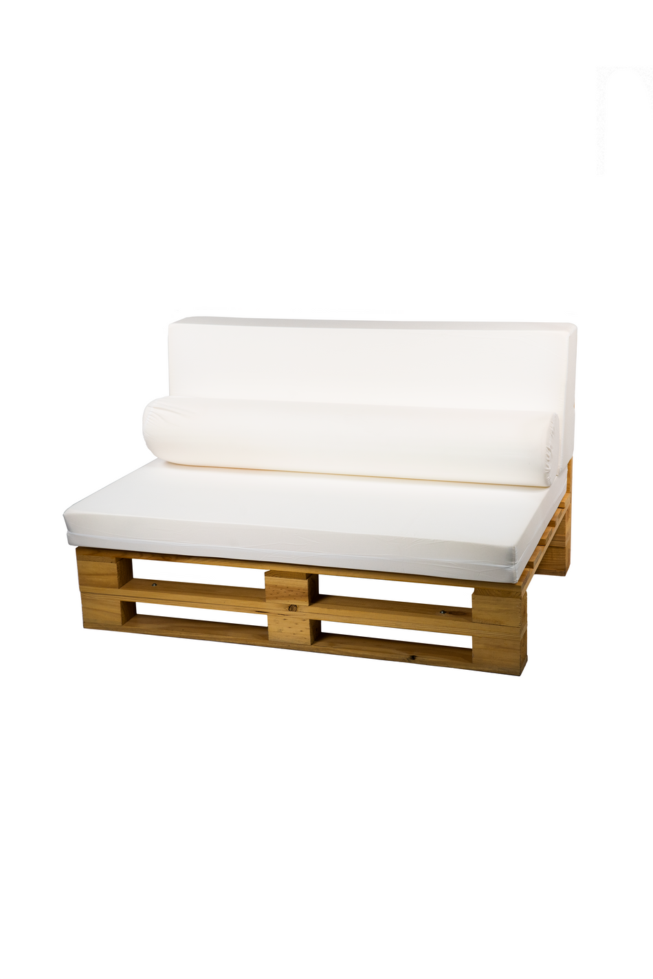 Sofá de palete completo revestido em microfibra