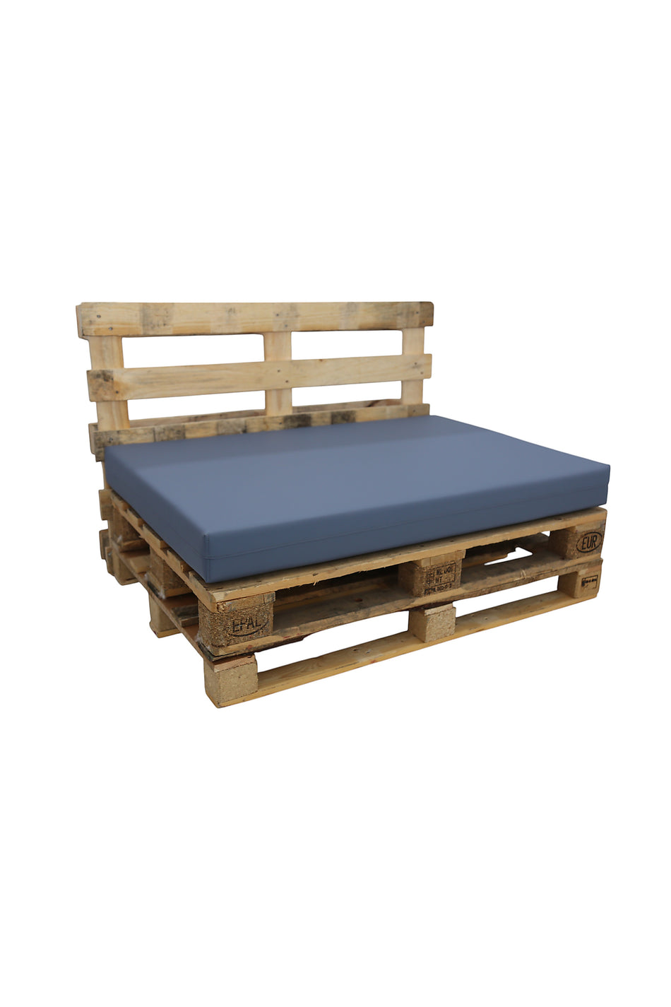 Assento de sofá em palete revestido em microfibra